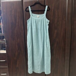 Eileen Fisher Light Blue/Green Sleeveless Maxi Dress
